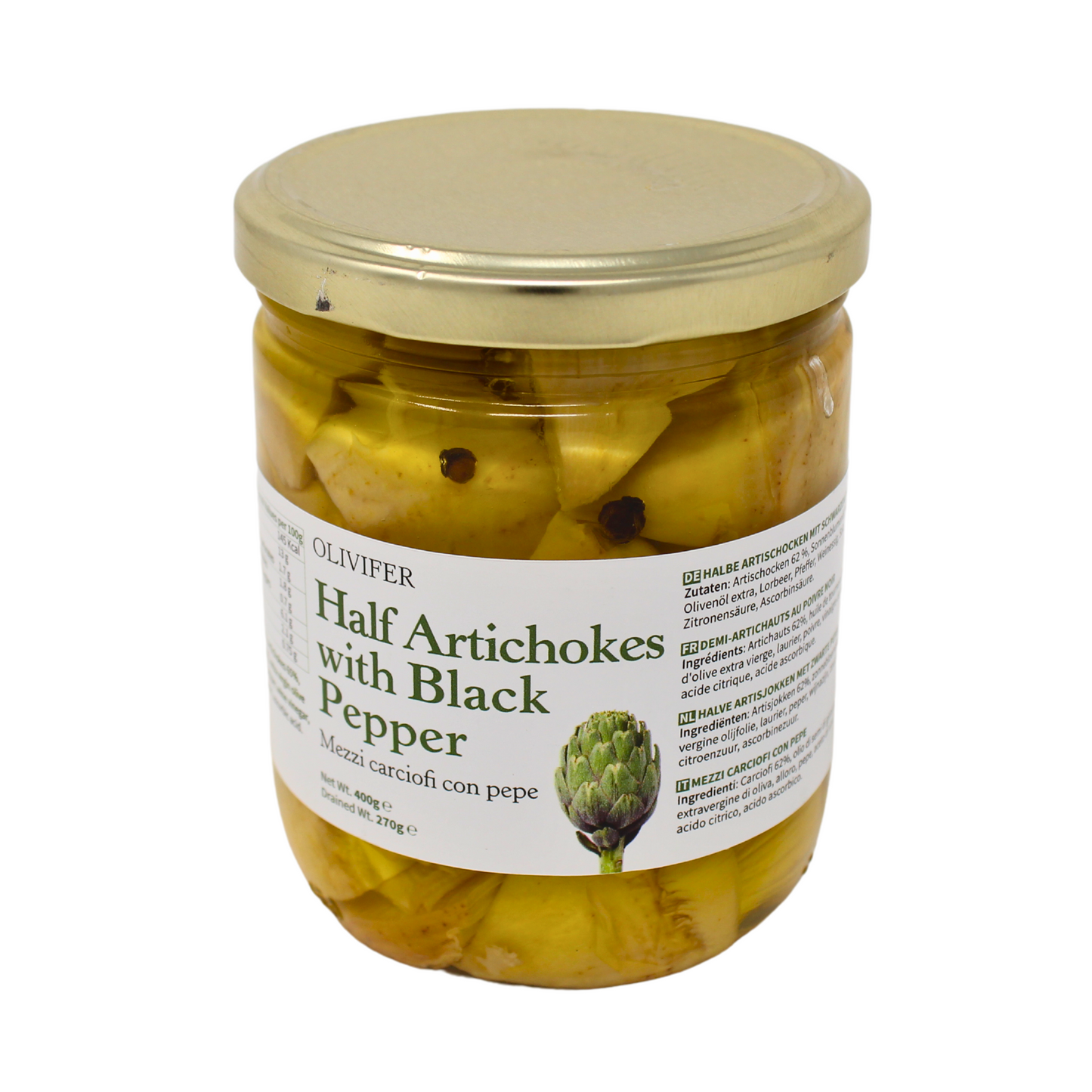 Olivifer Half Artichokes with Black Pepper in Olive Oil 400g